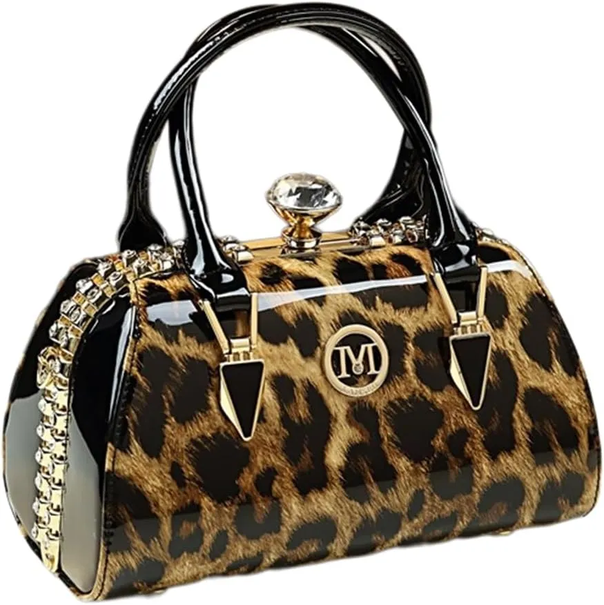 Fashion Rhinestone Evening Bag for Women Top Handle Crossbody Handbags Leather Purses Small Hard Shoulder Bags