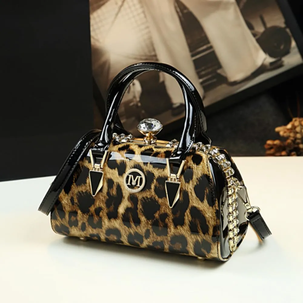 Fashion Rhinestone Evening Bag for Women Top Handle Crossbody Handbags Leather Purses Small Hard Shoulder Bags