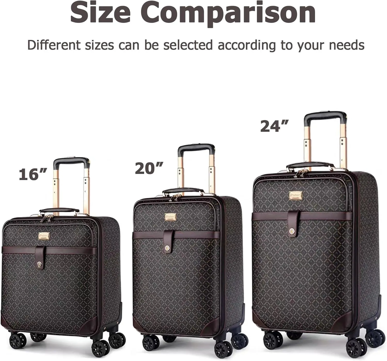 feilario 2Pcs Leather Business Spinner Wheel Luggage Waterproof Carry-On Suitcase with TSA Lock - Capacity 36-55L