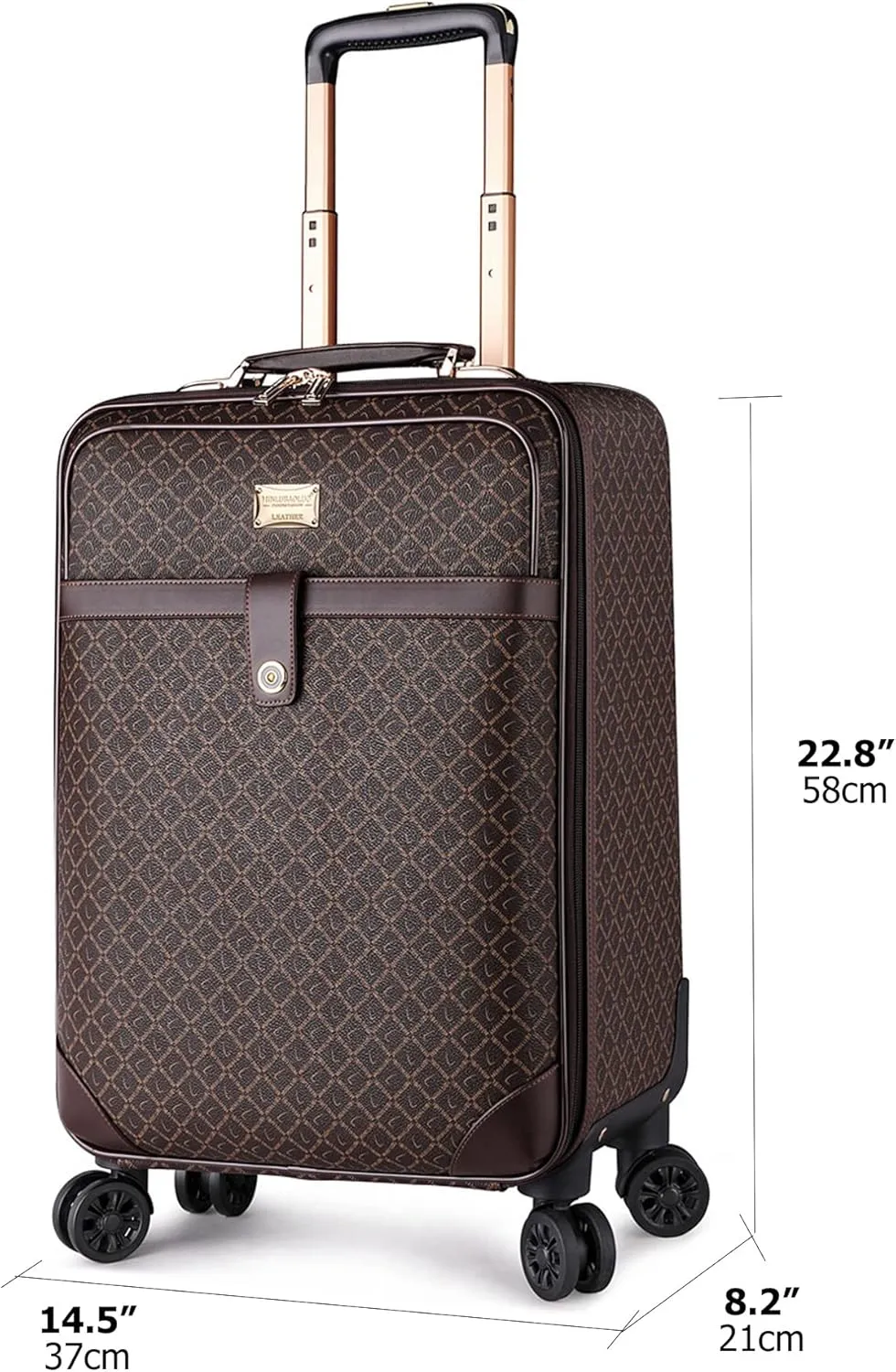feilario 2Pcs Leather Business Spinner Wheel Luggage Waterproof Carry-On Suitcase with TSA Lock - Capacity 36-55L