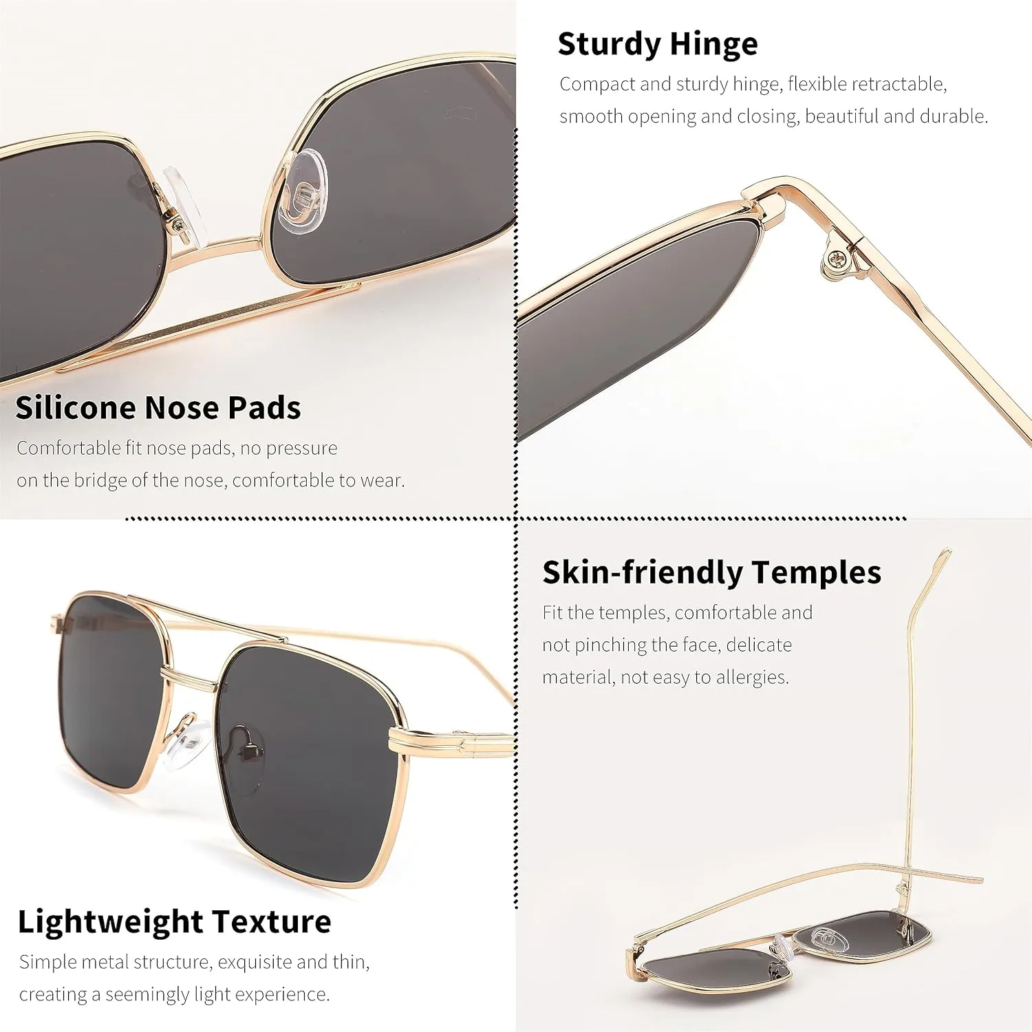 FEISEDY Fashion Square Aviator Sunglasses Women Men Trendy Retro Metal Frame Sun Glasses Candy Color Lens B1036
