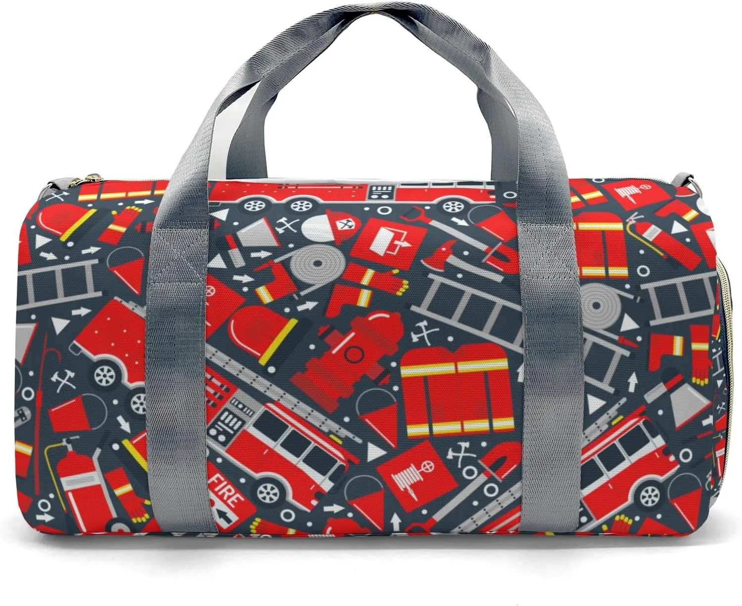 Fire Truck Personalized Kids Duffel Swim Bag for Boys,Customized Swim Duffle Bag for Boys Man Kids Gifts