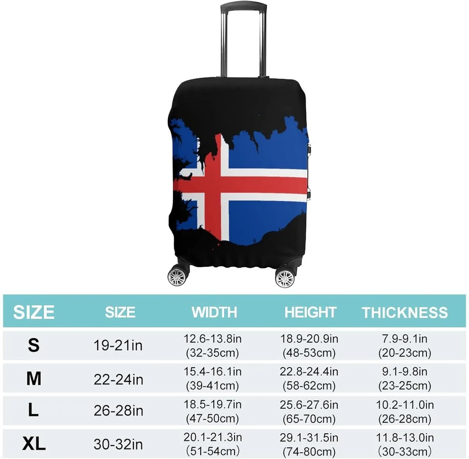Flag Map of Iceland Cute Luggage Case Cover Travel Suitcase Protector Fits 19-32 Inch Luggage for Business Holiday