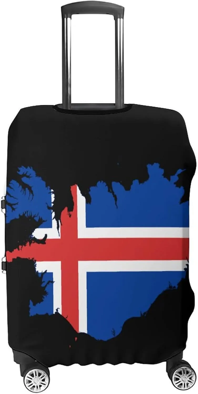Flag Map of Iceland Cute Luggage Case Cover Travel Suitcase Protector Fits 19-32 Inch Luggage for Business Holiday