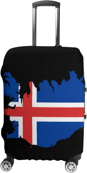 Flag Map of Iceland Cute Luggage Case Cover Travel Suitcase Protector Fits 19-32 Inch Luggage for Business Holiday