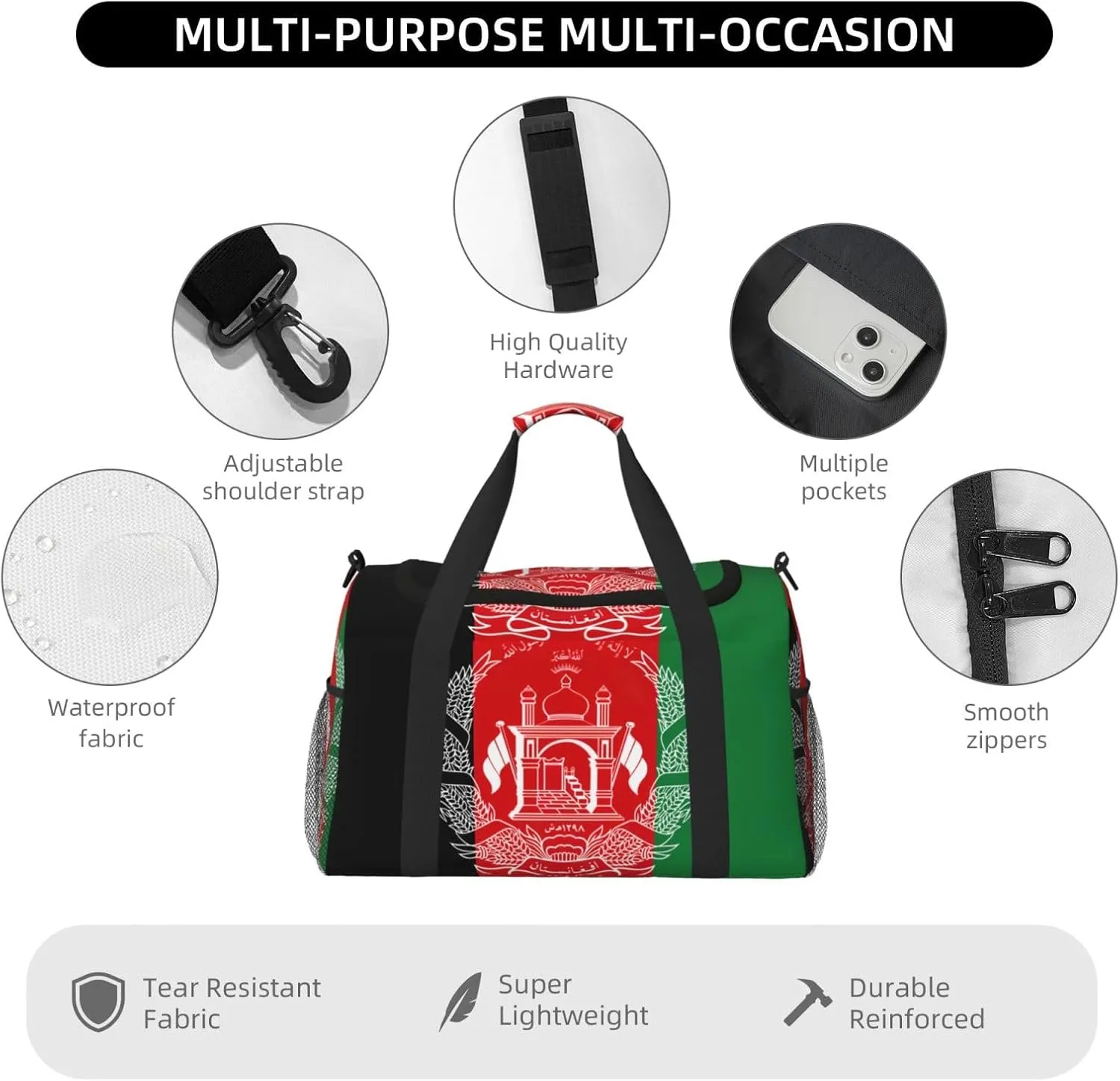 Flag Of Afghanistan Travel Bag, Weekender Bags For Women Men For Outdoor Adventures, Ideal For Camping And Hiking