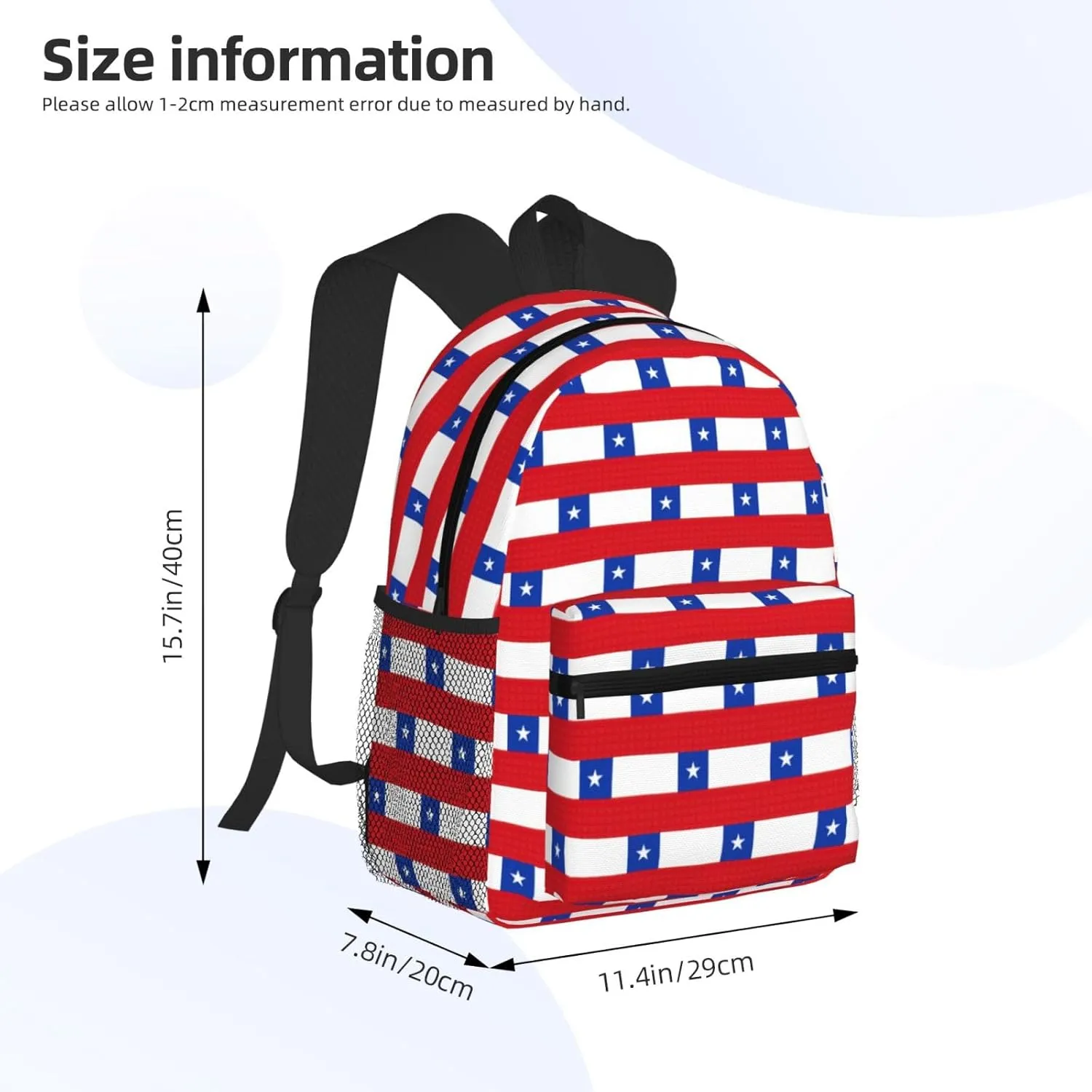 Flag Of Chile Fashion Backpack,Casual Daypack Backpacks For Men Women, Laptop Bag Travel Hiking Camping
