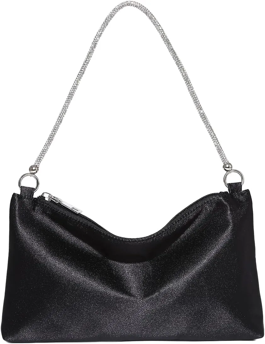 Floerns Women's Rhinestone Satin Square Bag Evening Bag for Prom Party