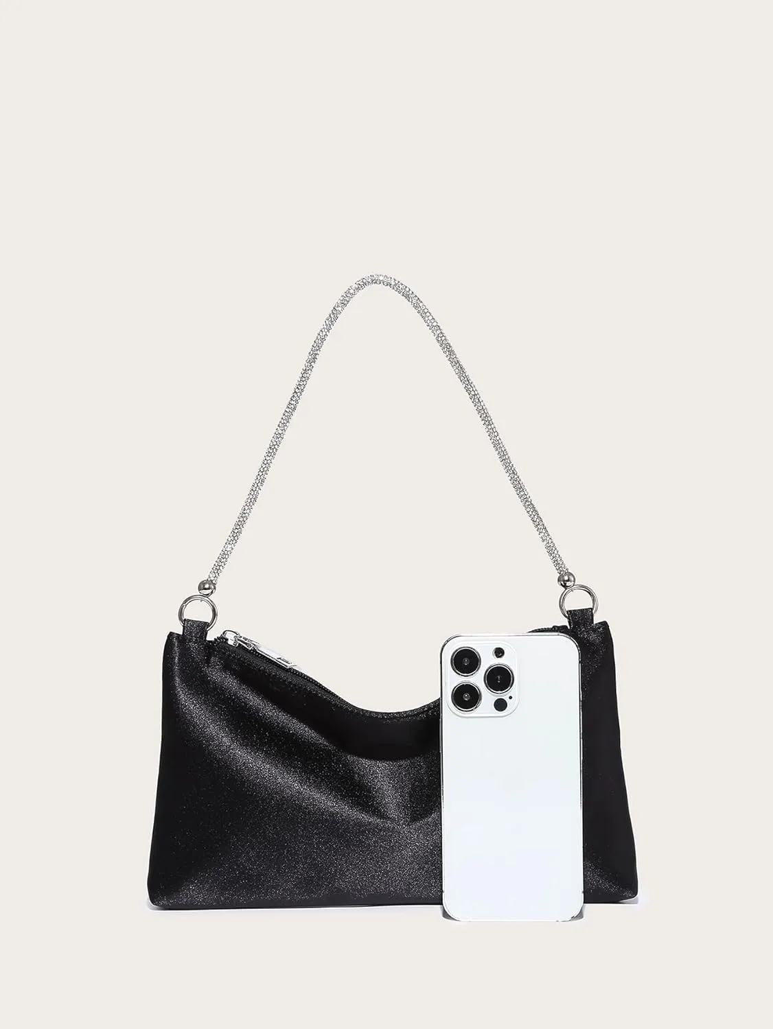Floerns Women's Rhinestone Satin Square Bag Evening Bag for Prom Party