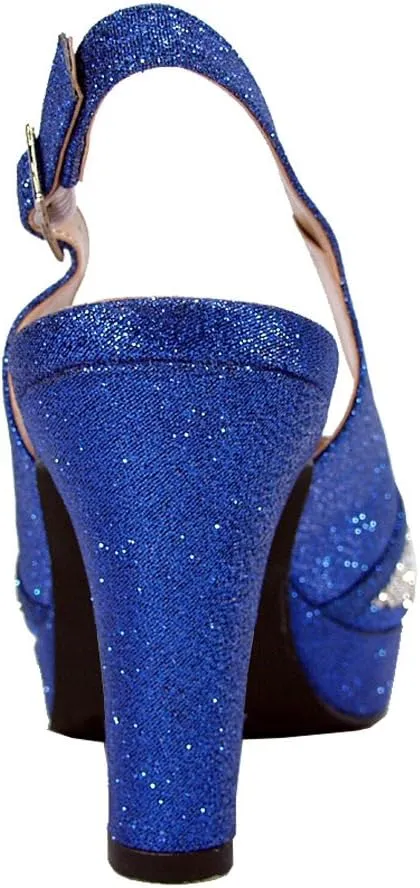 Floral Nadia Women's Wide Width Rhinestone Studded Peep-Toe Slingback Shoes