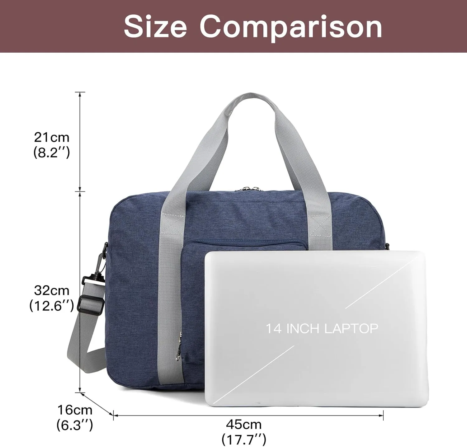 For Spirit Airlines Personal Item Bag 17.7x12.6x6.3 Foldable Travel Duffel Bag Underseat Carry-on Luggage for Women and men 25L(Navy Blue)