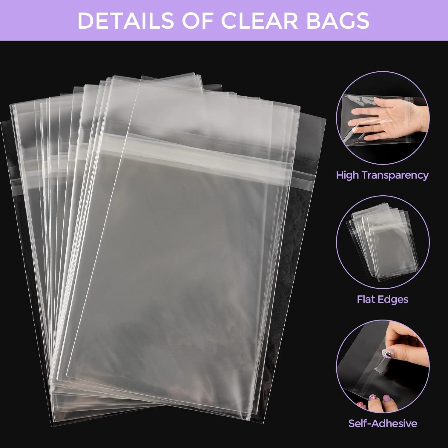 Frametory, 25 Pack 11 3/7" x 17 1/2" Acid-Free Clear Plastic Bags, Self Seal Crystal Photo Sleeves for 11X17 Art Prints, Pictures & Framing Mat Mattes