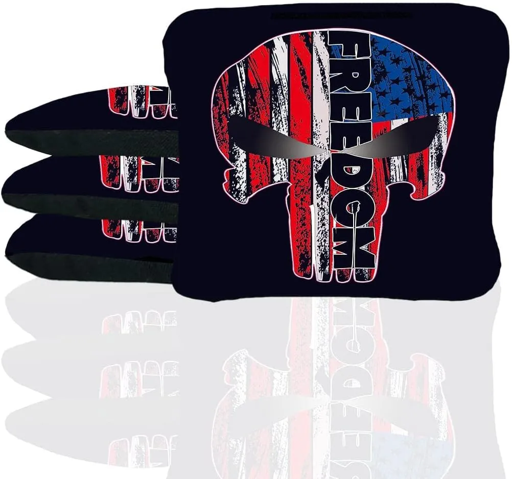 Freedom USA Skull Cornhole Bags - Duck Cloth - Choose Corn Filled or All-Weather Resin Corn Hole Bags