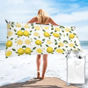 Fresh Tropical Lemons Premium Compact Microfiber Travel Towel-Featherlight & Quick Dry,Sand-Resistant Beach Towel for Swimming,Camping,Vacation Essentials with Carry Pouch