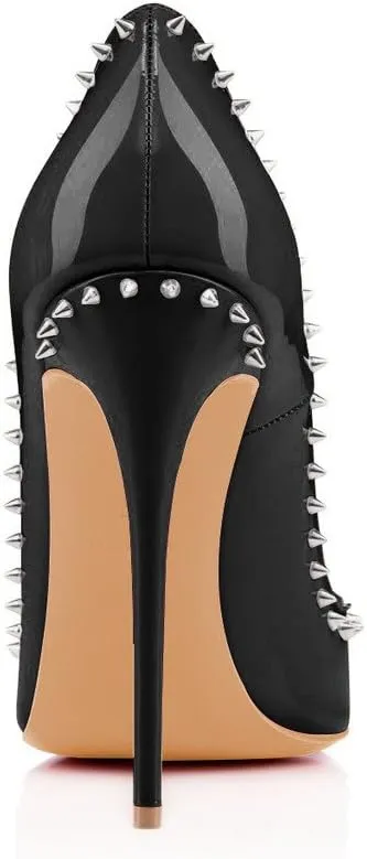 FSJ Women Pumps Pointed Toe High Heel Stilettos Rivets Studded Patent Leather Shoes Size 4-15 US