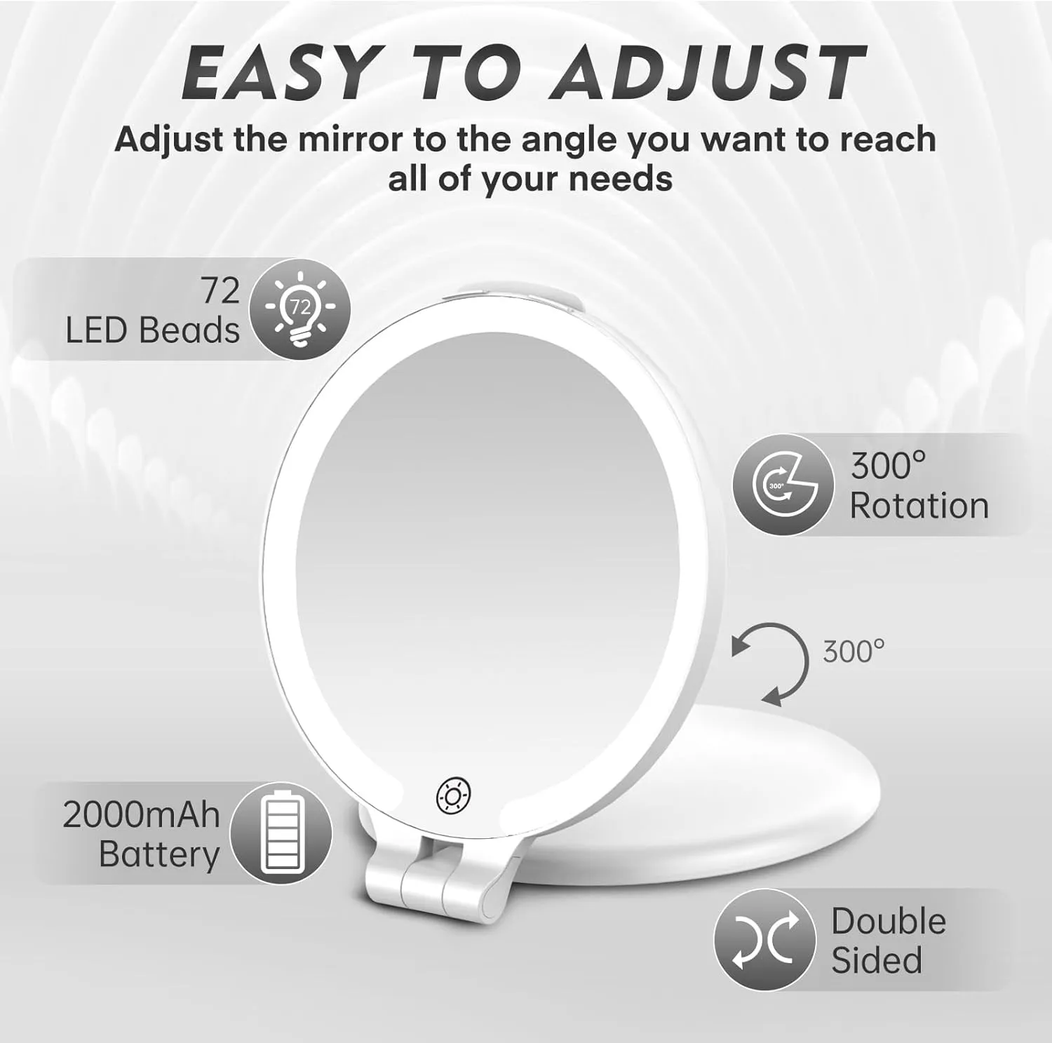 FUNTOUCH Travel Mirror with Light, 1X/10X Rechargeable Portable Magnifying Mirror with Light, Touch Switch & Adjustable Brightness Makeup Mirror for Plucking Eyebrows (7in)
