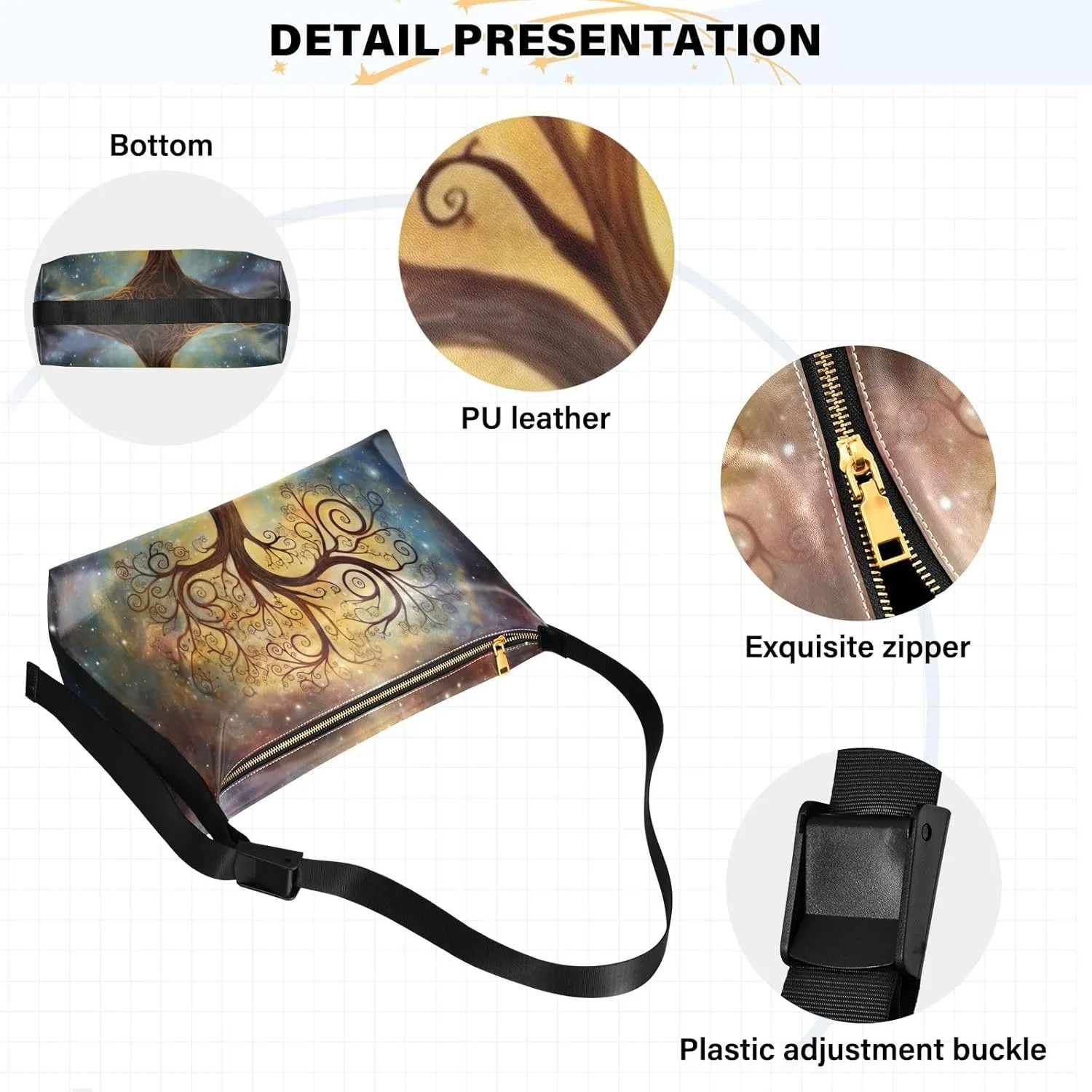 GAIGEO Fantasy Sea Of Clouds And Whale Shoulder Strap Bag, Men's Shoulder Bags, Leather Crossbody Bag