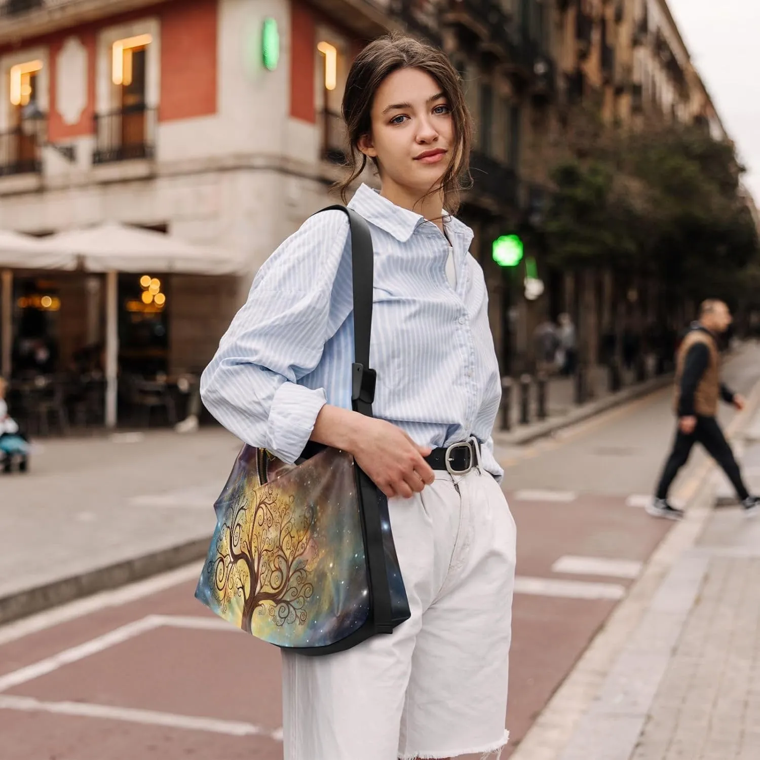 GAIGEO Fantasy Sea Of Clouds And Whale Shoulder Strap Bag, Men's Shoulder Bags, Leather Crossbody Bag