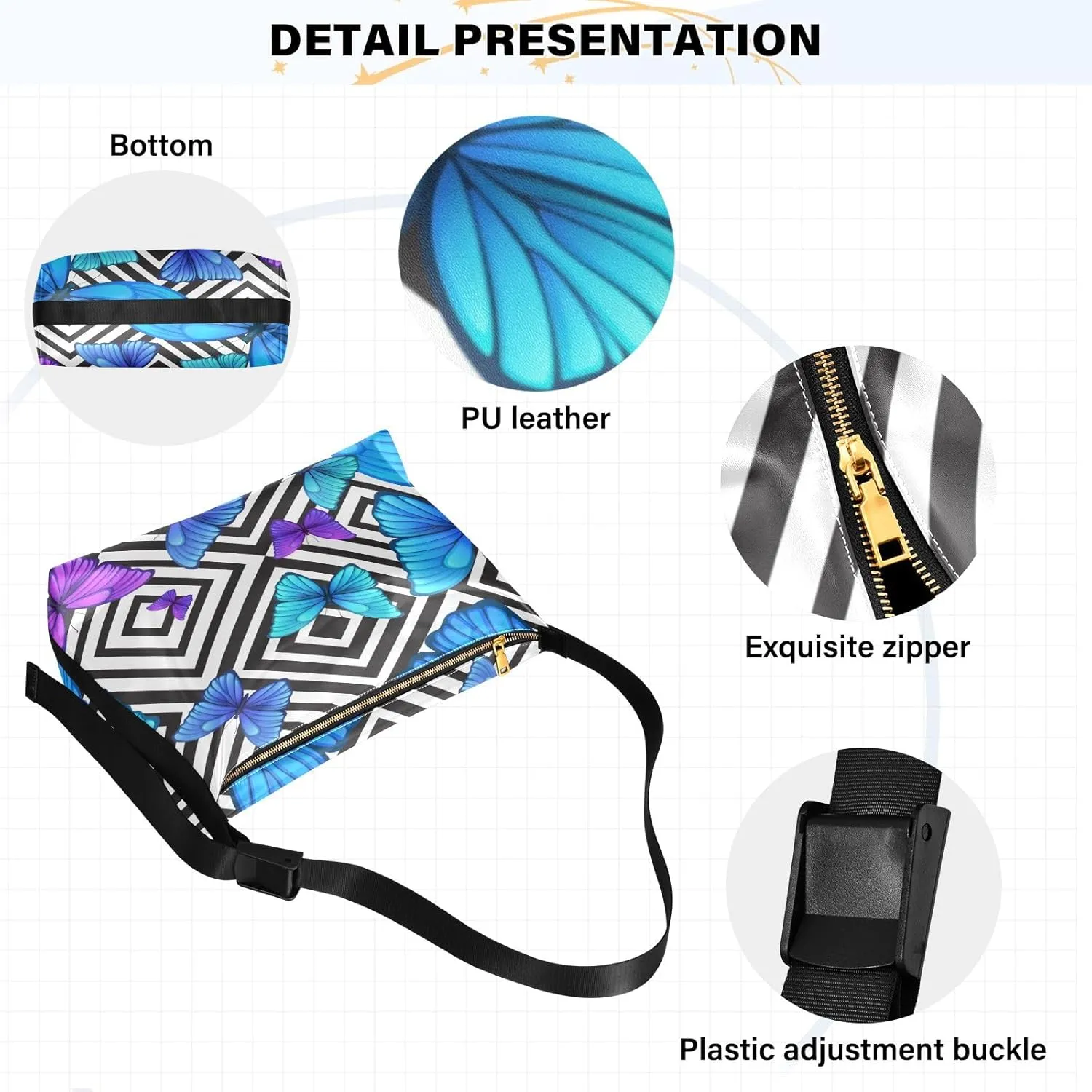GAIGEO Fantasy Underwater World Shoulder Strap Bag, Shoulder Bag, Mens Leather Crossbody Bags