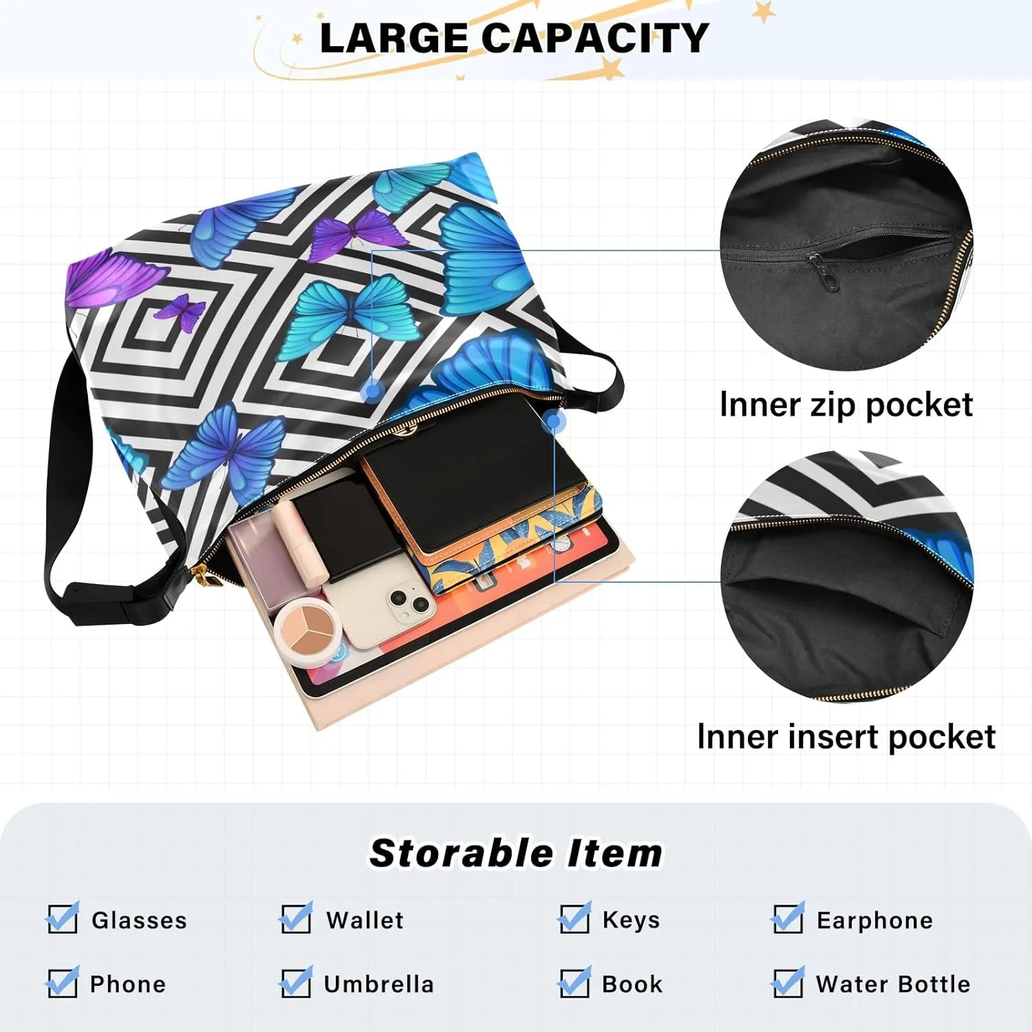 GAIGEO Fantasy Underwater World Shoulder Strap Bag, Shoulder Bag, Mens Leather Crossbody Bags