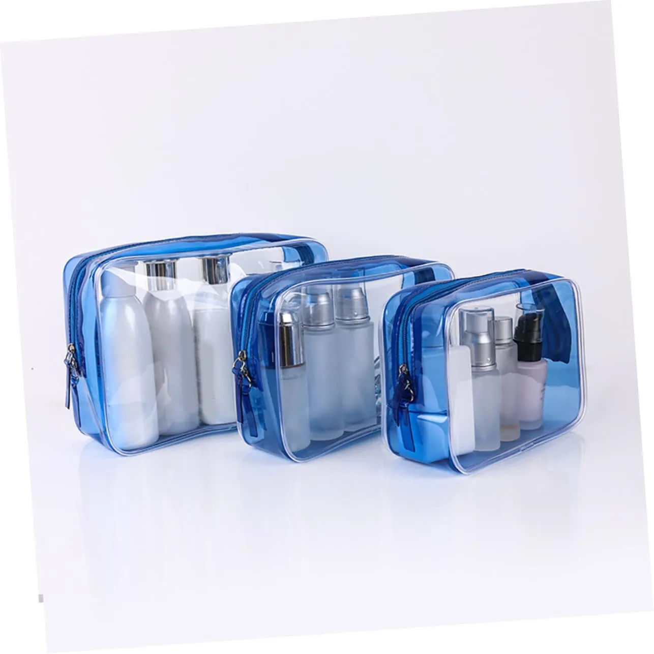 GALPADA 3-piece Pvc Makeup Bag Set Waterproof Storage Bag for Travel Home Trip Portable Wash Toothbrush Toothpaste Shampoo