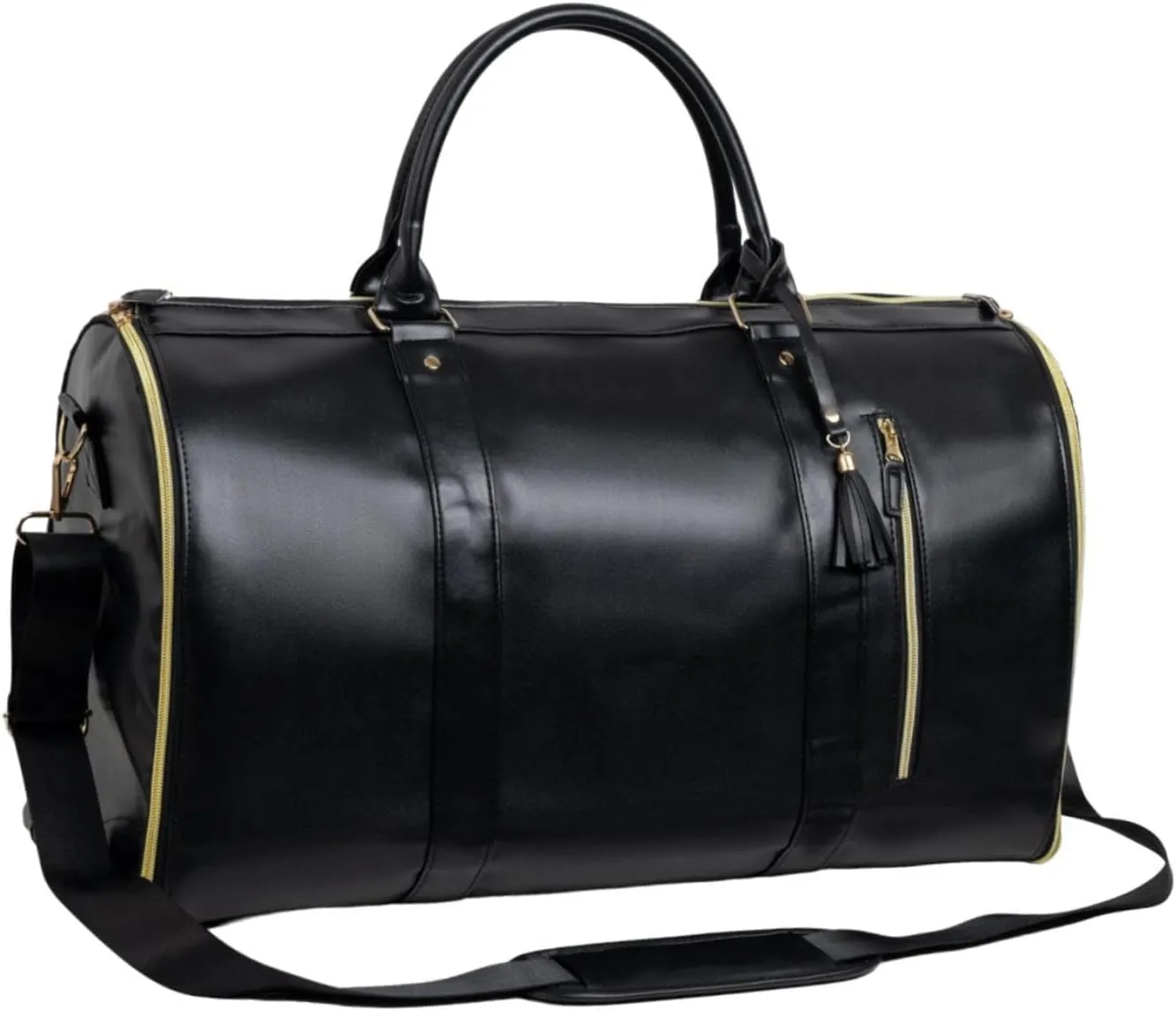 Garment Duffel Bag PU Leather Waterproof Shoulder Bag for Travel Gym Hiking Business Weekend Getaway