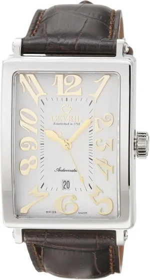 Gevril Men's Ave of Americas Swiss Automatic Watch, Genuine Handmade Italian Leather Strap