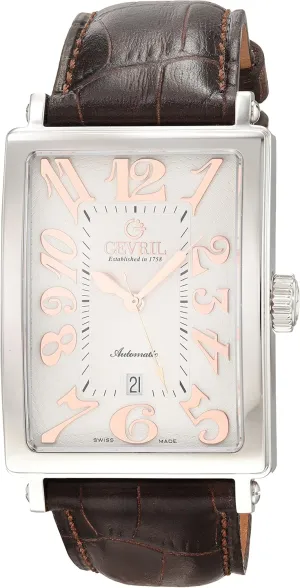 Gevril Men's Ave of Americas Swiss Automatic Watch, Genuine Handmade Italian Leather Strap