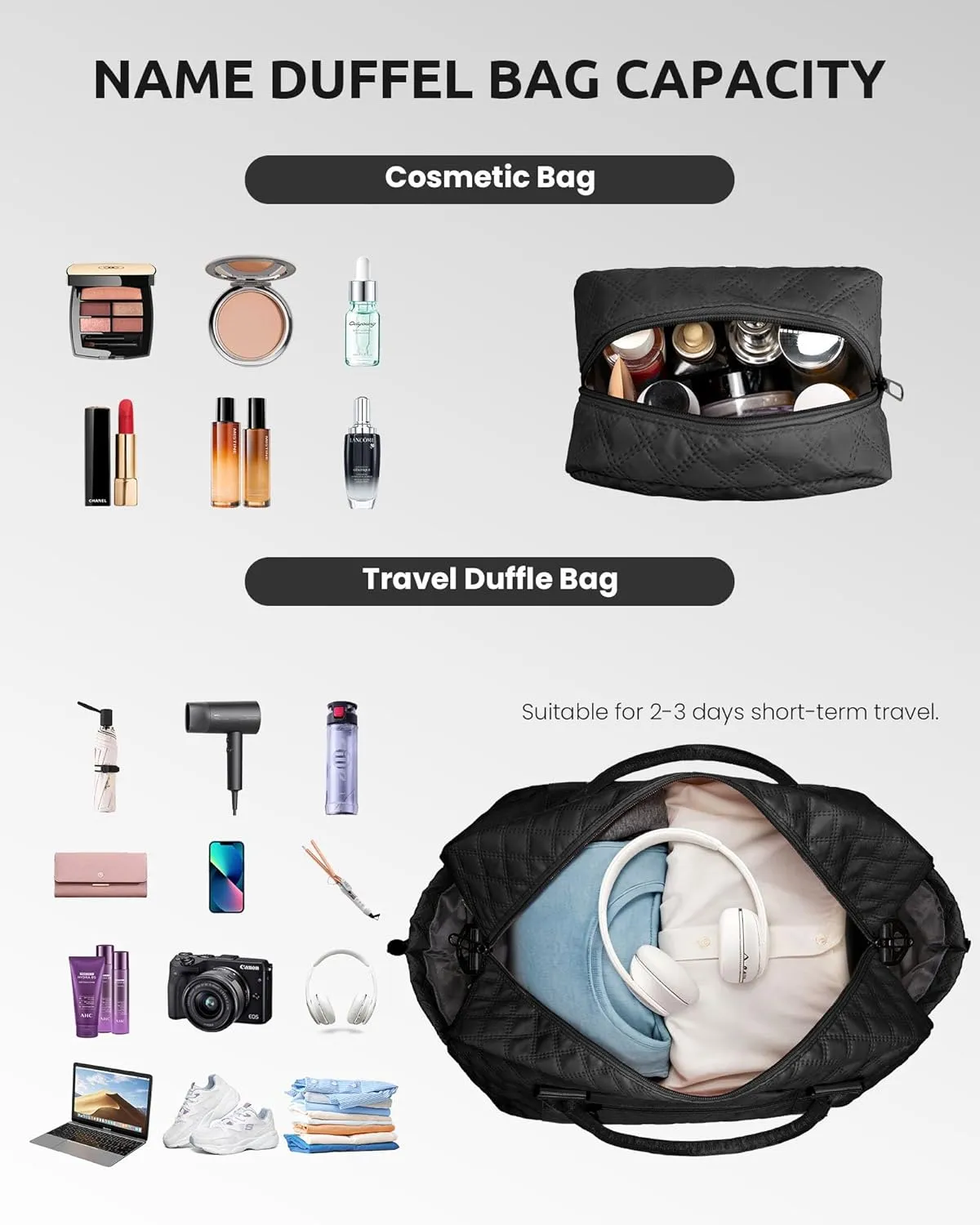 Gifts for Teen-Girls-Initial Duffle Bag with Shoe Compartment, Personalized Weekender Bag, Monogram Overnight Bag, Travel Bag with Makeup Bag，Birthday Gift Graduate Gifts for Her (Letter H)