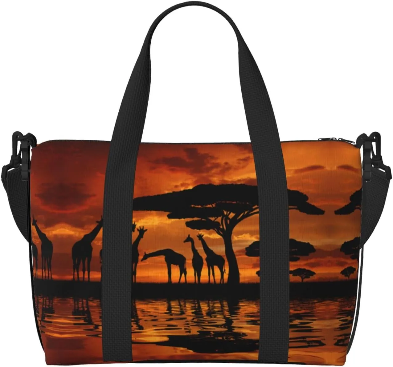 Giraffe Under The Tree In Africa Hand Travel Bag For Men Women,Stylish Handheld Crossbody Travel Bag For Business Leisure Trave