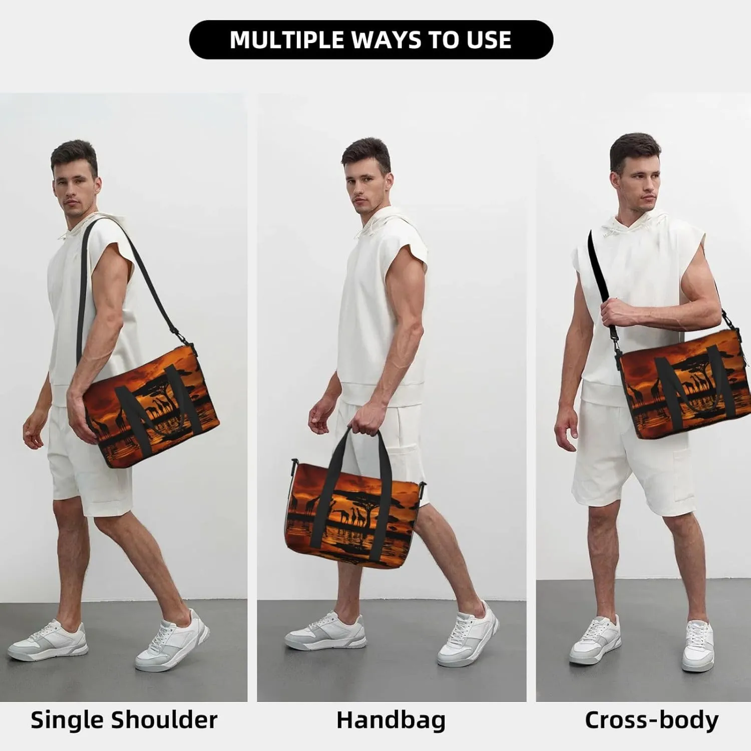Giraffe Under The Tree In Africa Hand Travel Bag For Men Women,Stylish Handheld Crossbody Travel Bag For Business Leisure Trave