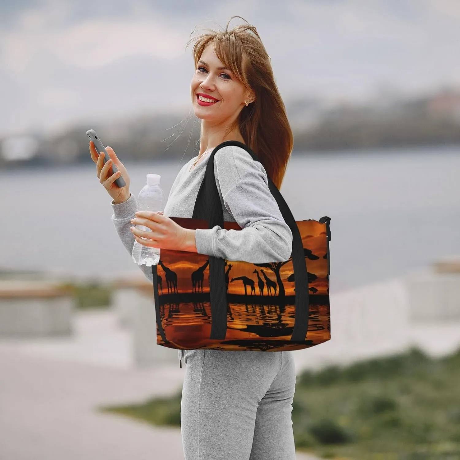 Giraffe Under The Tree In Africa Hand Travel Bag For Men Women,Stylish Handheld Crossbody Travel Bag For Business Leisure Trave