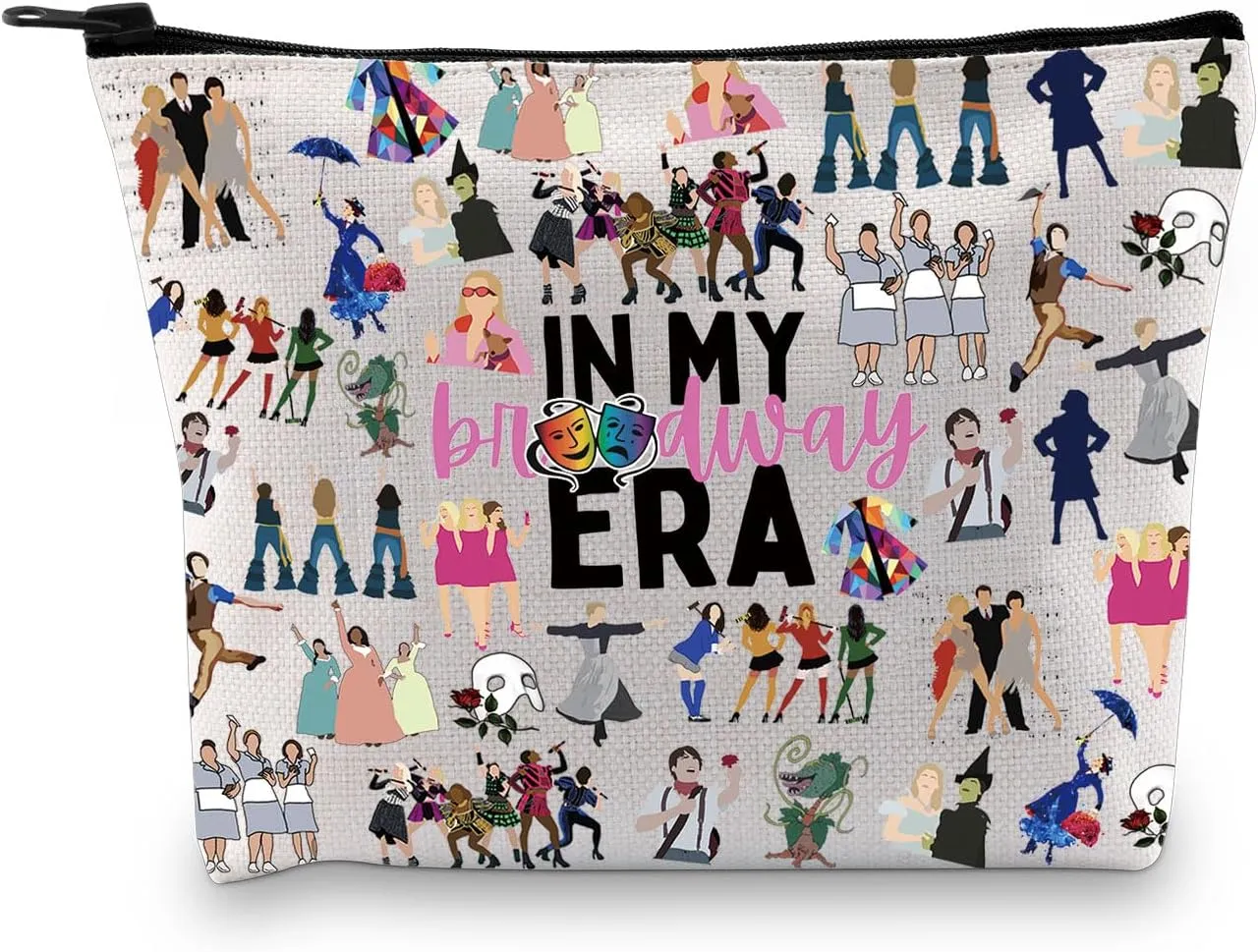 GJTIM Musical Gift Theatre Bag In My Musical Era Musical Theatre Gift Musical Zipper Pouch Makeup Bag (BWayEra Bag)