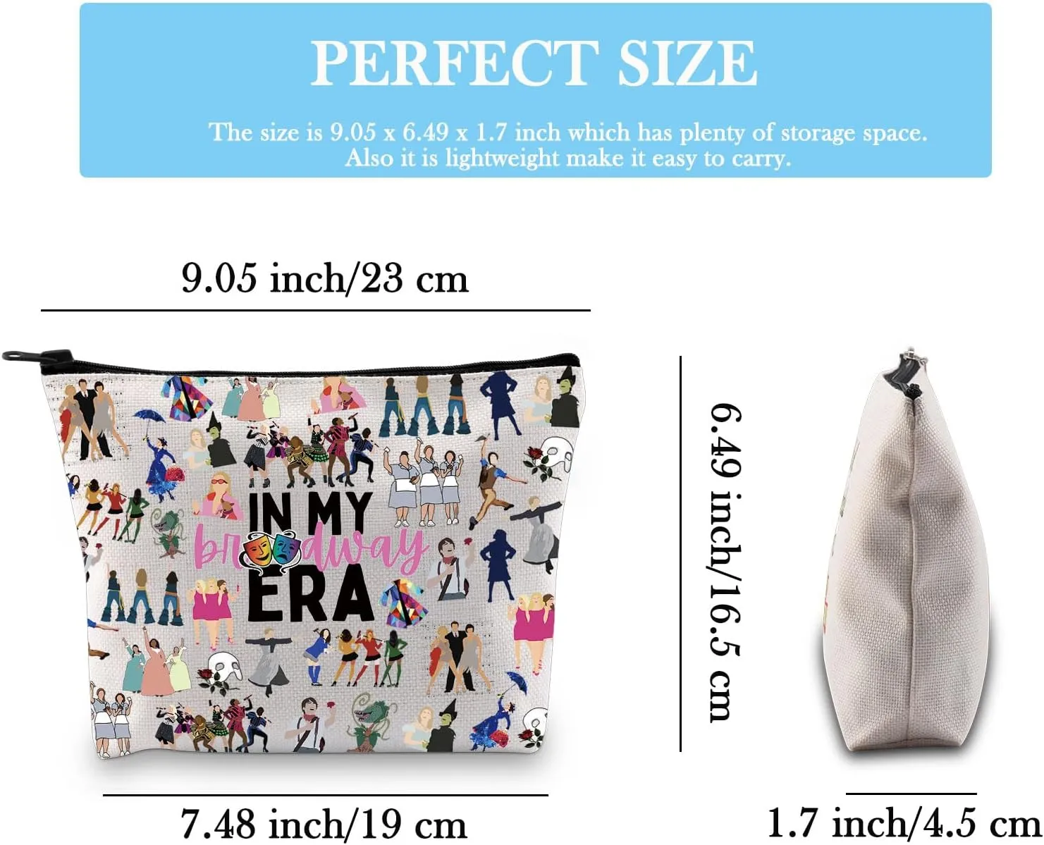 GJTIM Musical Gift Theatre Bag In My Musical Era Musical Theatre Gift Musical Zipper Pouch Makeup Bag (BWayEra Bag)