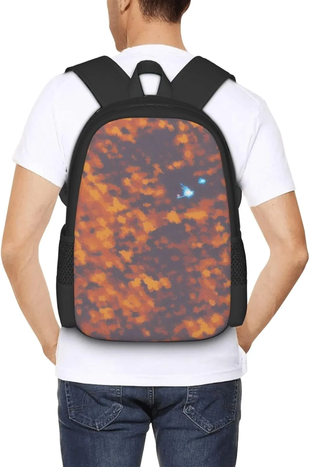 Gold Texture Printed Pattern Backpack Lightweight Simple Casual Backpack Shoulder Bags Large Capacity Laptop Backpack