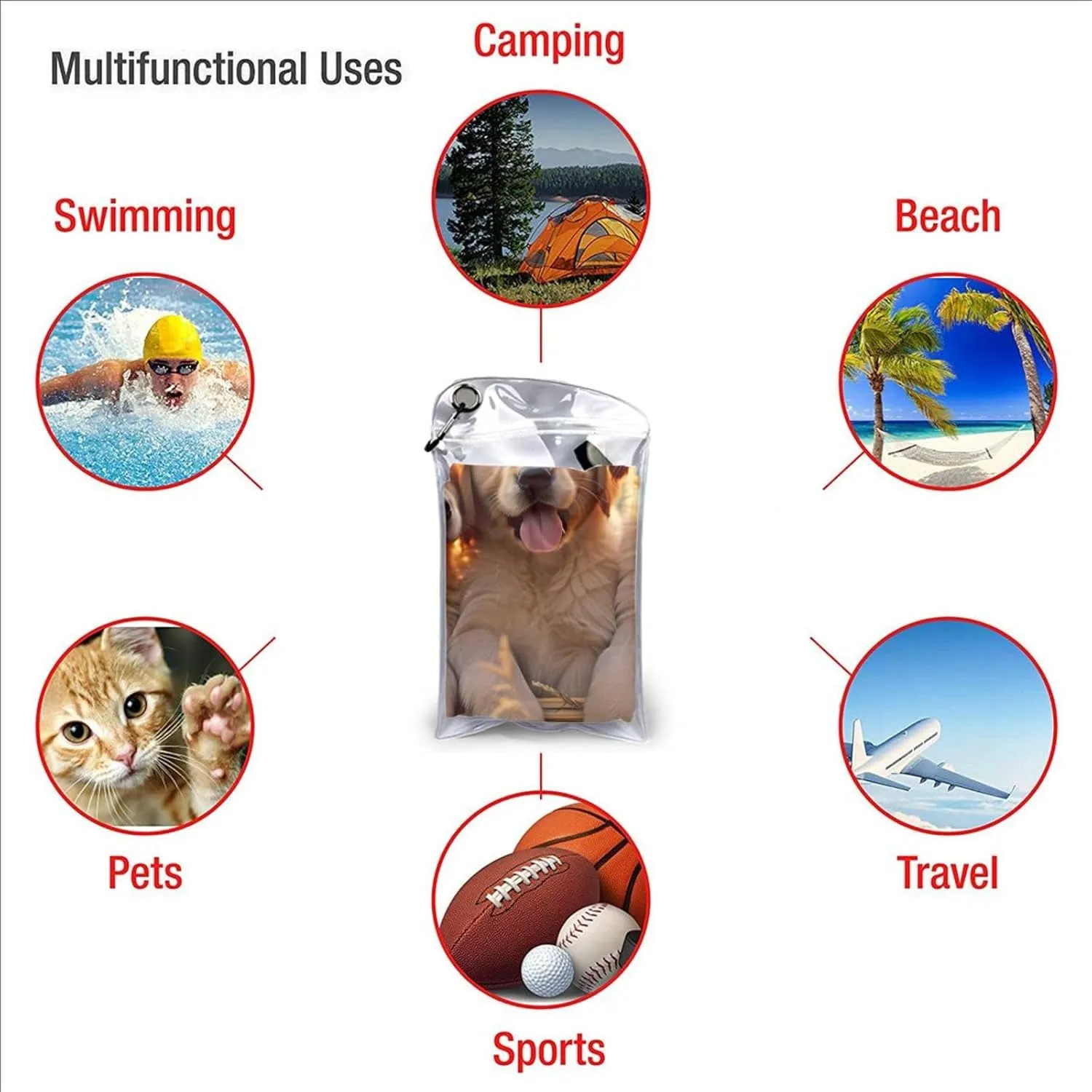 Golden Retriever Dogs Puppies Pets Premium Compact Microfiber Travel Towel-Featherlight & Quick Dry,Sand-Resistant Beach Towel for Swimming,Camping,Vacation Essentials with Carry Pouch