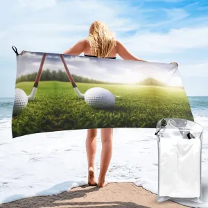 Golf Ball Premium Compact Microfiber Travel Towel-Featherlight & Quick Dry,Sand-Resistant Beach Towel for Swimming,Camping,Vacation Essentials with Carry Pouch