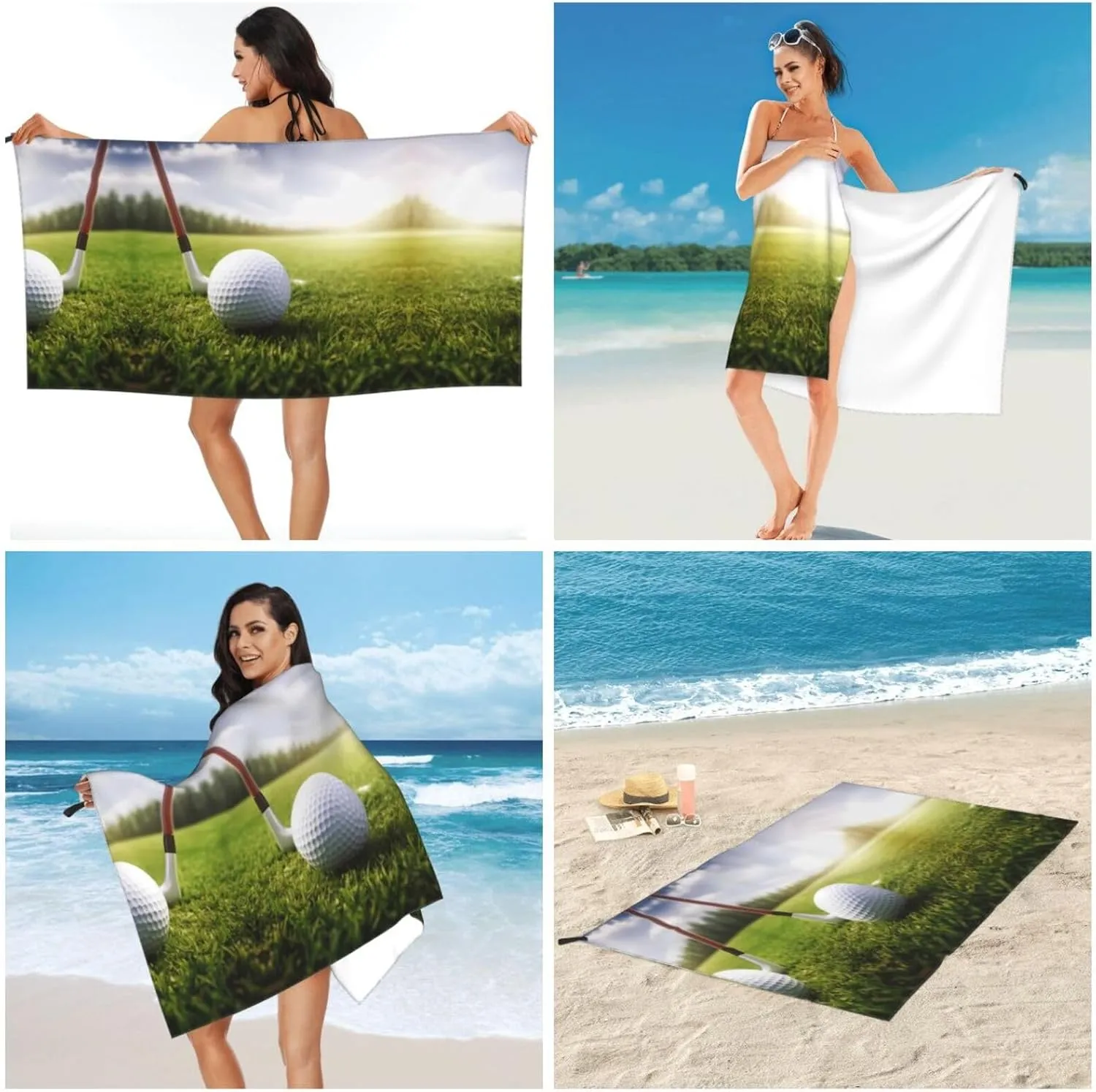 Golf Ball Premium Compact Microfiber Travel Towel-Featherlight & Quick Dry,Sand-Resistant Beach Towel for Swimming,Camping,Vacation Essentials with Carry Pouch