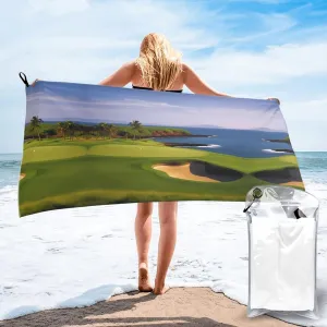 Golf Course Premium Compact Microfiber Travel Towel-Featherlight & Quick Dry,Sand-Resistant Beach Towel for Swimming,Camping,Vacation Essentials with Carry Pouch