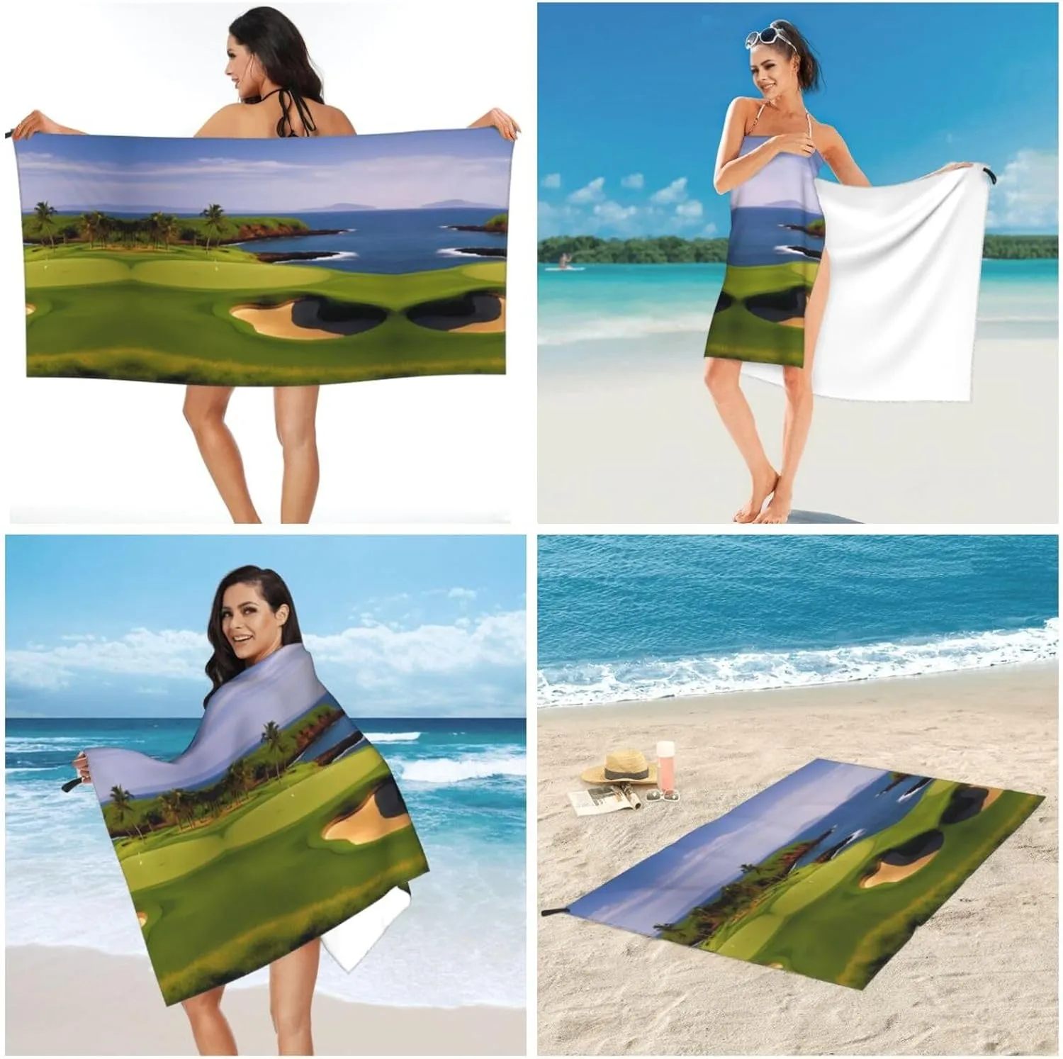 Golf Course Premium Compact Microfiber Travel Towel-Featherlight & Quick Dry,Sand-Resistant Beach Towel for Swimming,Camping,Vacation Essentials with Carry Pouch