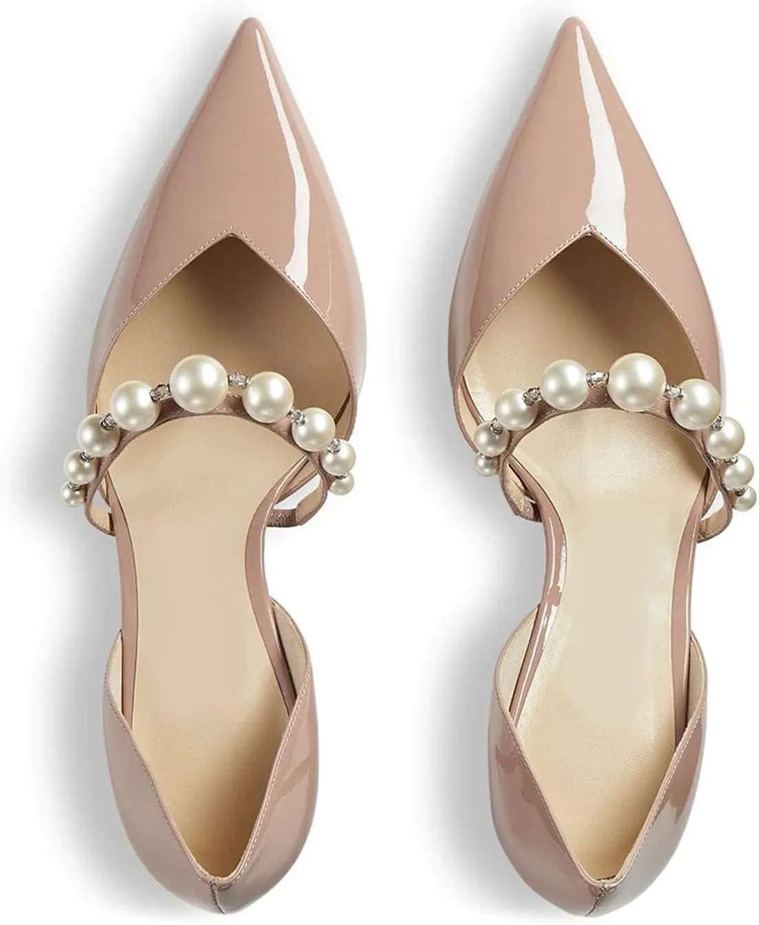 Goolita Closed Pointed Toe Stiletto High Heels Pearl Pumps for Women Patent Leather Party D'Orsay Pumps Wedding Evening Bride Shoes