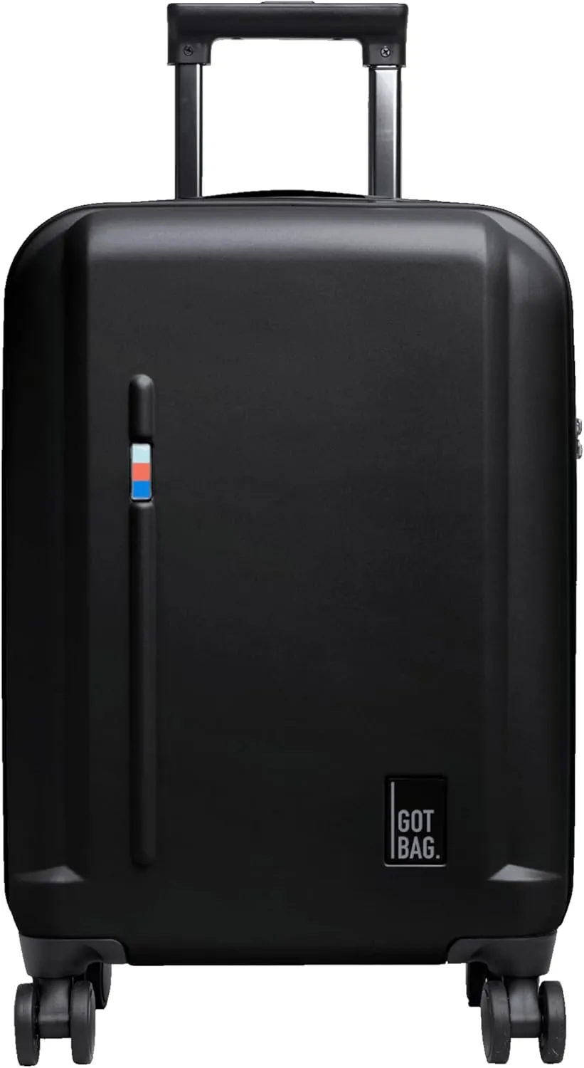 GOT BAG - RE:SHELL® CABIN LUGGAGE, Carry-On Luggage with 15” Laptop Sleeve, Hard Shell Suitcase on Wheels, Eco-Conscious Bag Made of Recycled Ocean Impact Plastic™ (Black Color)