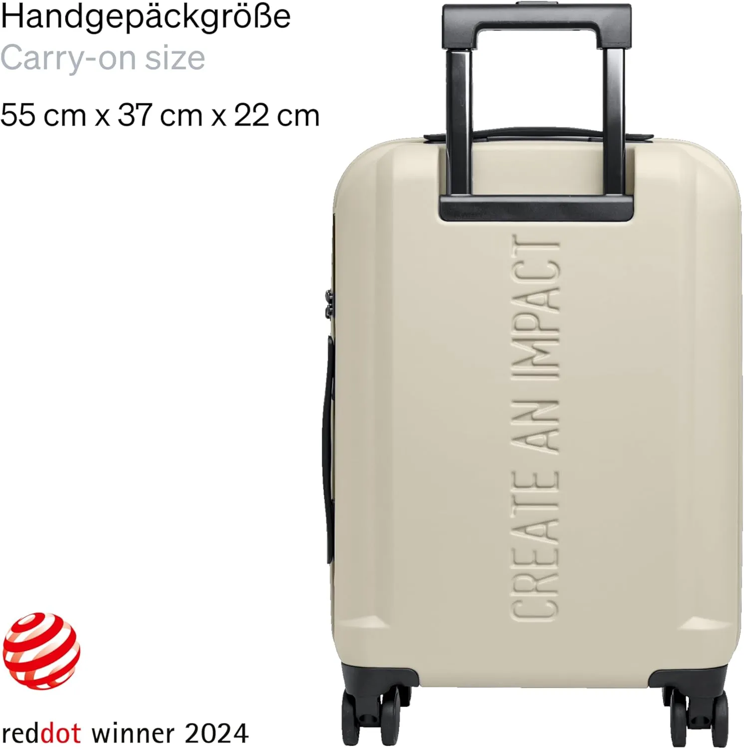 GOT BAG - RE:SHELL® CABIN LUGGAGE, Carry-On Luggage with 15” Laptop Sleeve, Hard Shell Suitcase on Wheels, Eco-Conscious Bag Made of Recycled Ocean Impact Plastic™ (Softshell Color)