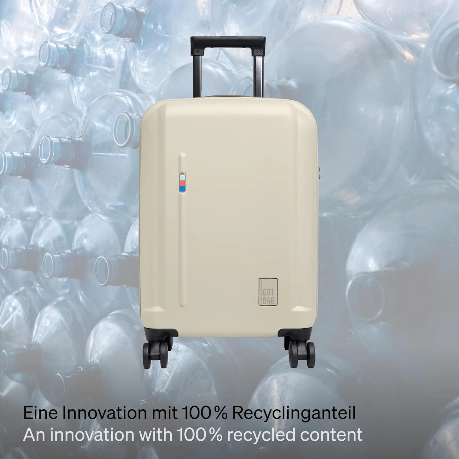 GOT BAG - RE:SHELL® CABIN LUGGAGE, Carry-On Luggage with 15” Laptop Sleeve, Hard Shell Suitcase on Wheels, Eco-Conscious Bag Made of Recycled Ocean Impact Plastic™ (Softshell Color)