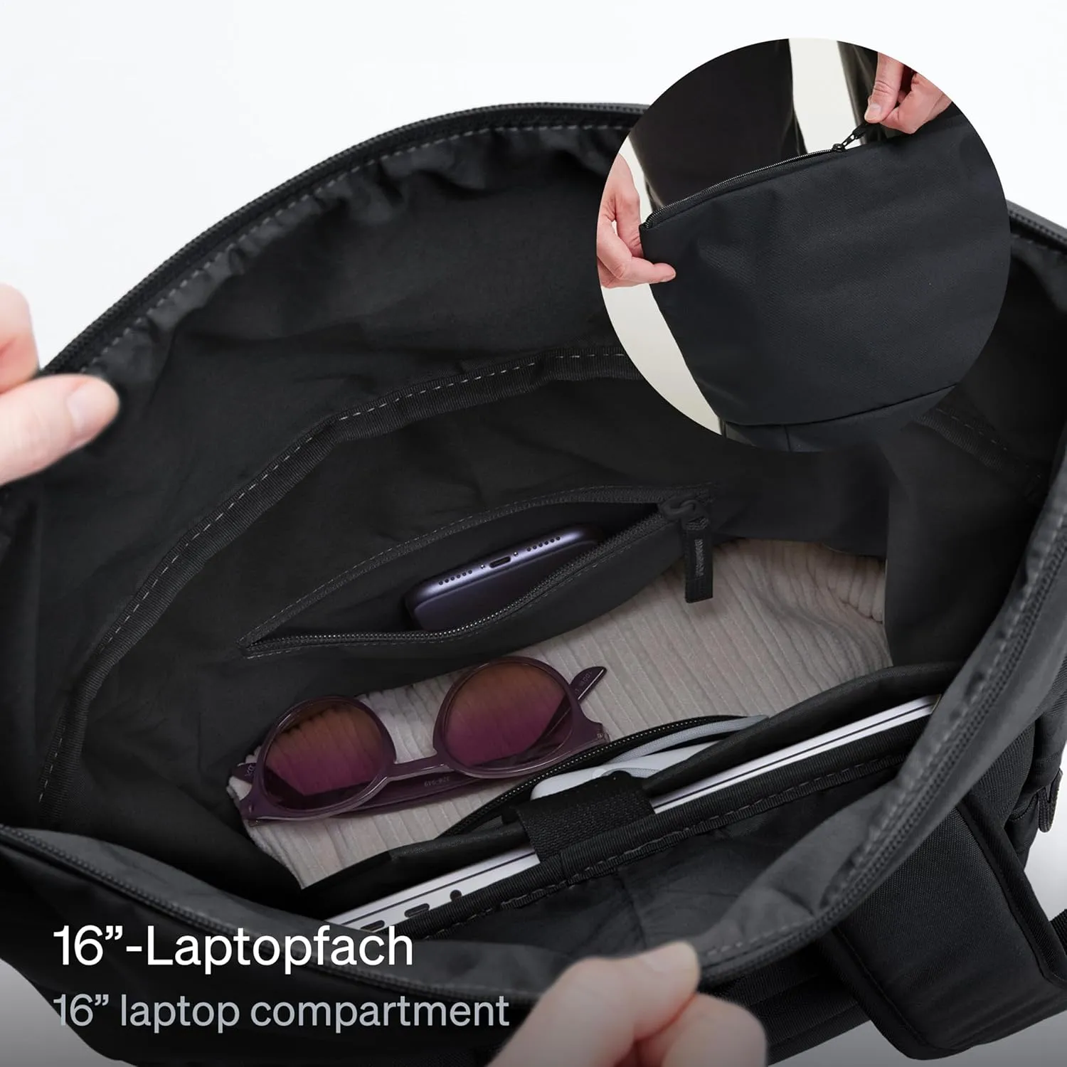 GOT BAG - ROLLTOP EASY Backpack, Backpack for Hiking & Travel with a 16” Laptop Sleeve, Eco-Conscious Bag Made of Recycled Ocean Impact Plastic™ (Black Color)