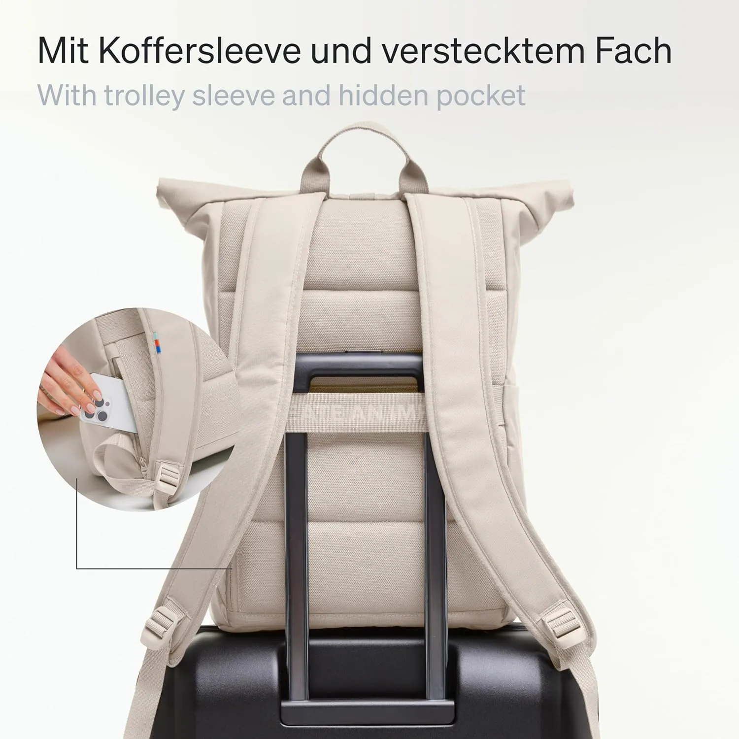 GOT BAG - ROLLTOP EASY Backpack, Backpack for Hiking & Travel with a 16” Laptop Sleeve, Eco-Conscious Bag Made of Recycled Ocean Impact Plastic™ (Softshell Color)
