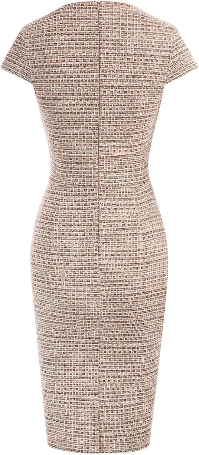 GRACE KARIN Women's Gorgeous Pencil Dress Cap Sleeve Tweed Pencil Dress for Work