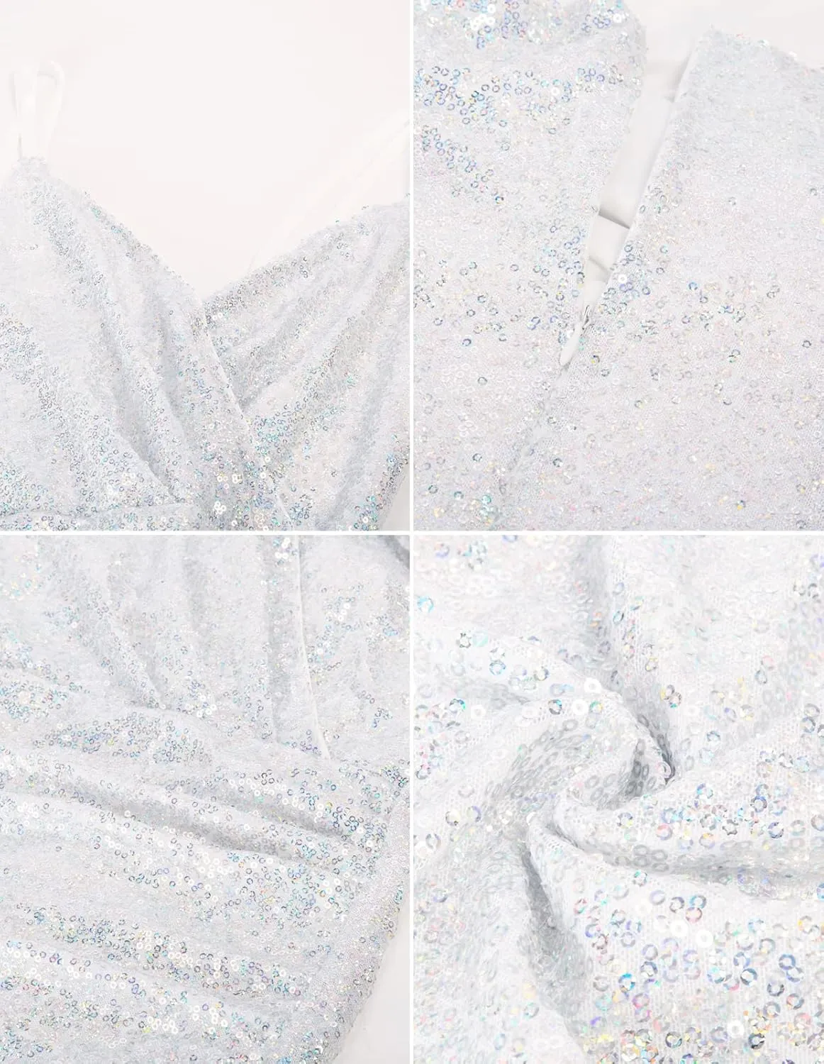 GRACE KARIN Women's Sexy Sequin Sparkly Glitter Ruched Party Club Dress Spaghetti Straps Wrap V-Neck Bodycon Dress