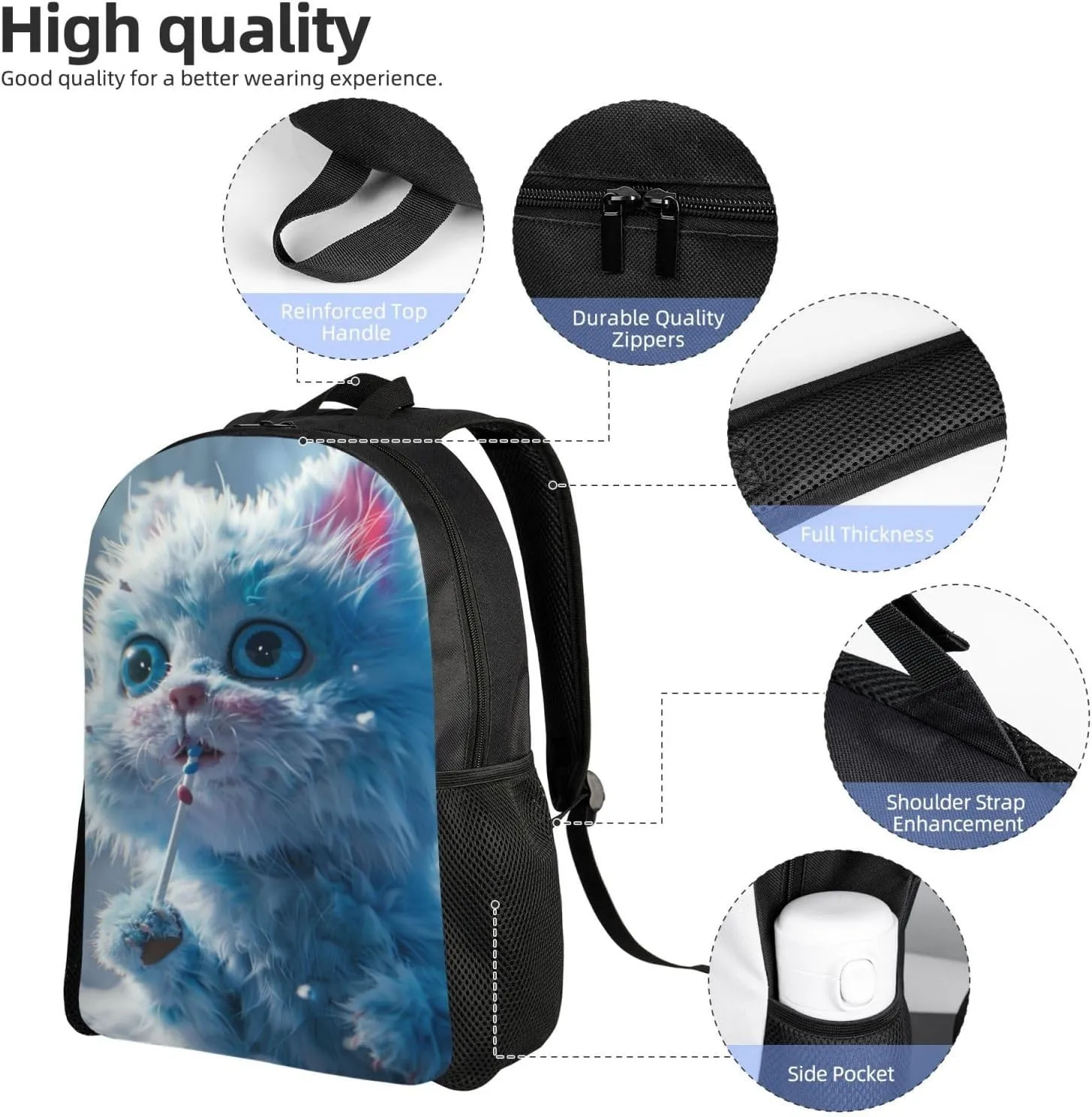 Greedy Cat Backpack Waterproof Anti Theft Durable Light Laptop Bag Backpacks For Women Men Travel Gym Backpack