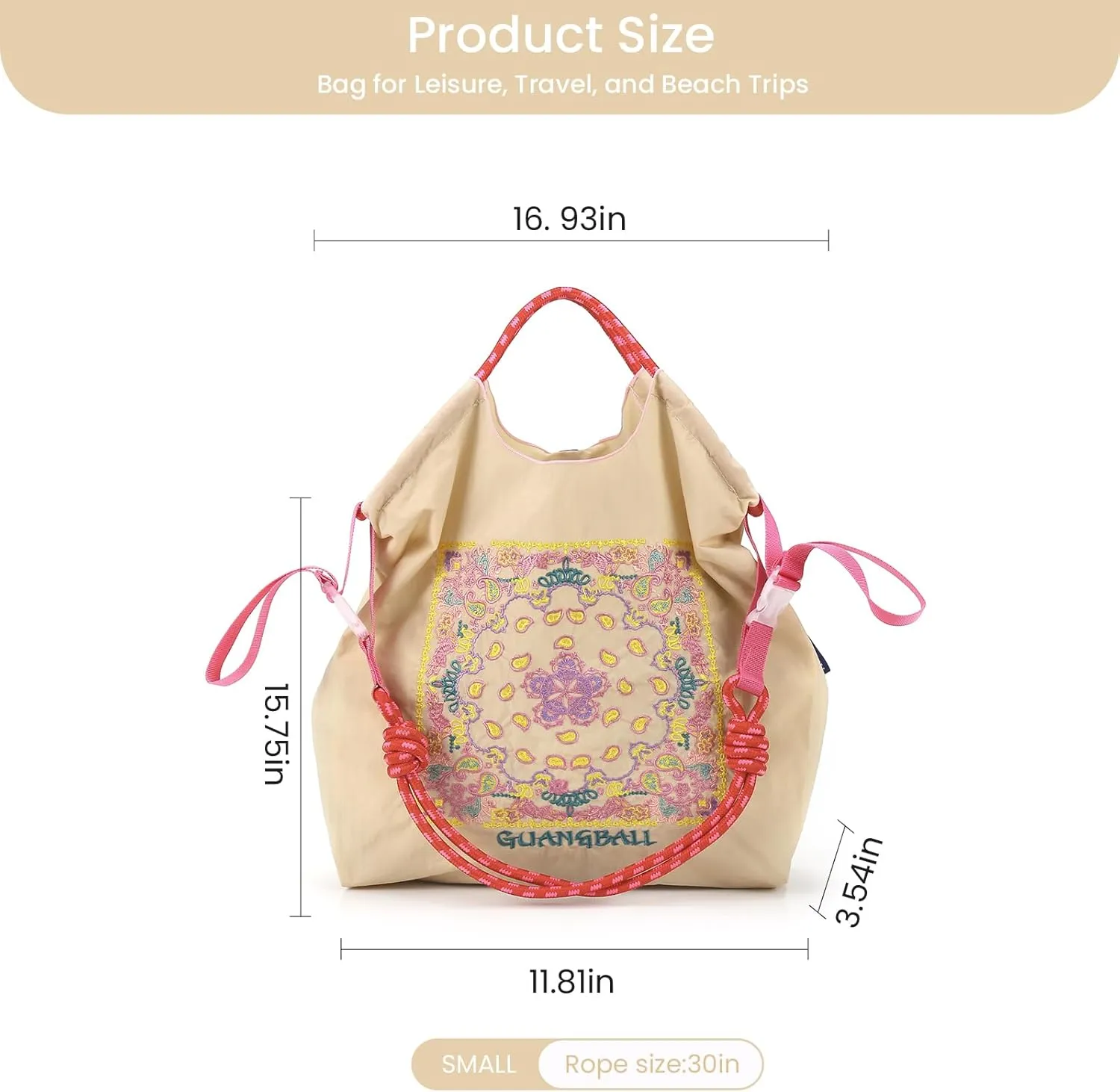 Guan&Ball Tote Bag for Women, Foldable Tote Bag With Large Shoulder strap Bag Handle Handbag for Travel, Work